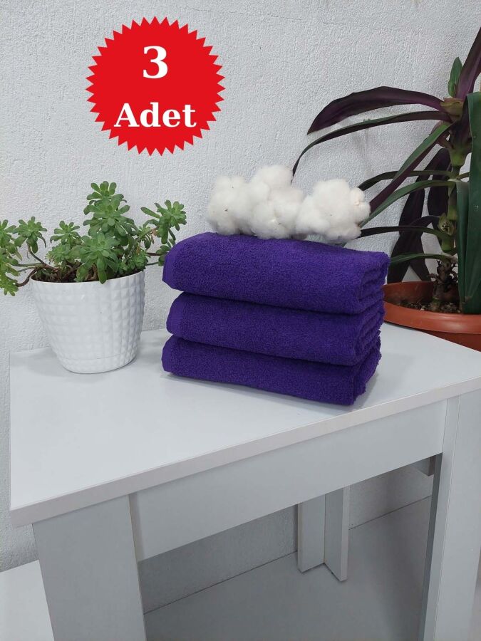 Mor Kuaför Havlusu 3'lü Set 50x90 | Berber ve Sporcu Baş Havlusu | Hızlı Kurur - 1