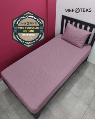 Mürdüm Fırça Lastikli Çarşaf Seti Tek Kişilik | Kaymaz Solmaya Dayanıklı  