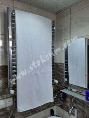 6'lı Otel Banyo Havlusu Beyaz 90x145 cm | Büyük Boy %100 Pamuk Kalın Vücut Havlusu (1)