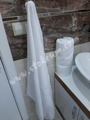 6'lı Otel Banyo Havlusu Beyaz 90x145 cm | Büyük Boy %100 Pamuk Kalın Vücut Havlusu - 5