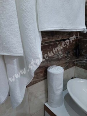 6'lı Otel Banyo Havlusu Beyaz 90x145 cm | Büyük Boy %100 Pamuk Kalın Vücut Havlusu - 3