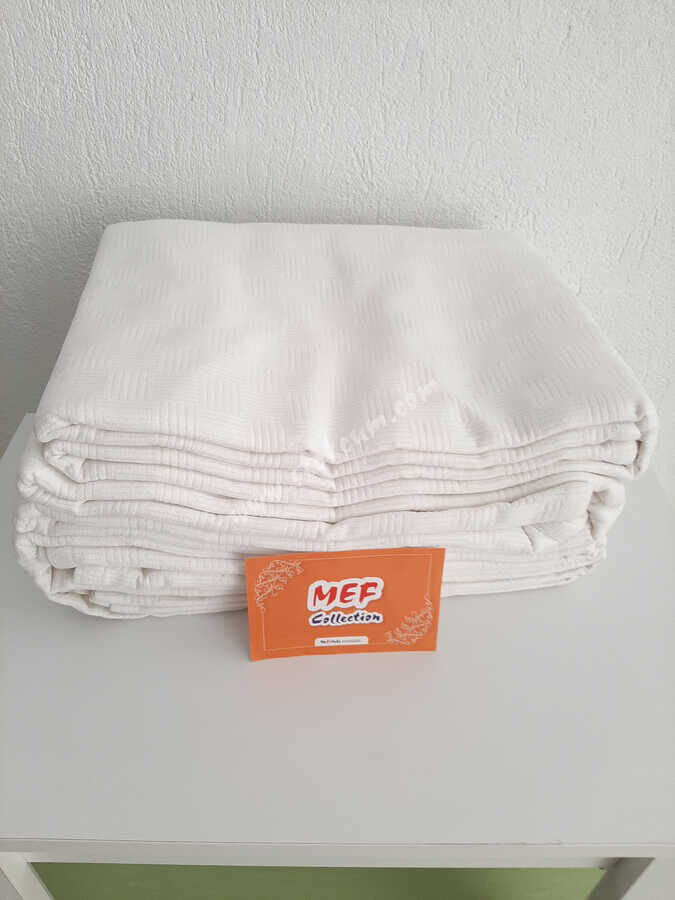 4'lü Otel Pikesi Çift Kişilik Beyaz 200x230 cm | Dama Desenli Pamuklu Dayanıklı Yatak Örtüsü - 5