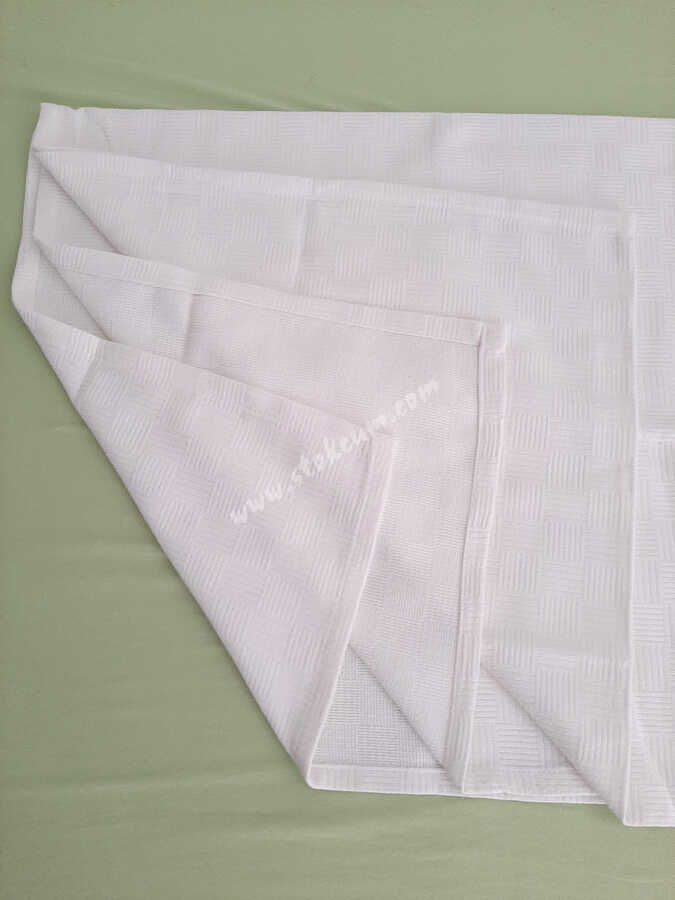 4'lü Otel Pikesi Tek Kişilik Beyaz 160x230 cm | Dama Desenli Pamuklu Dayanıklı Yazlık Pike - 3