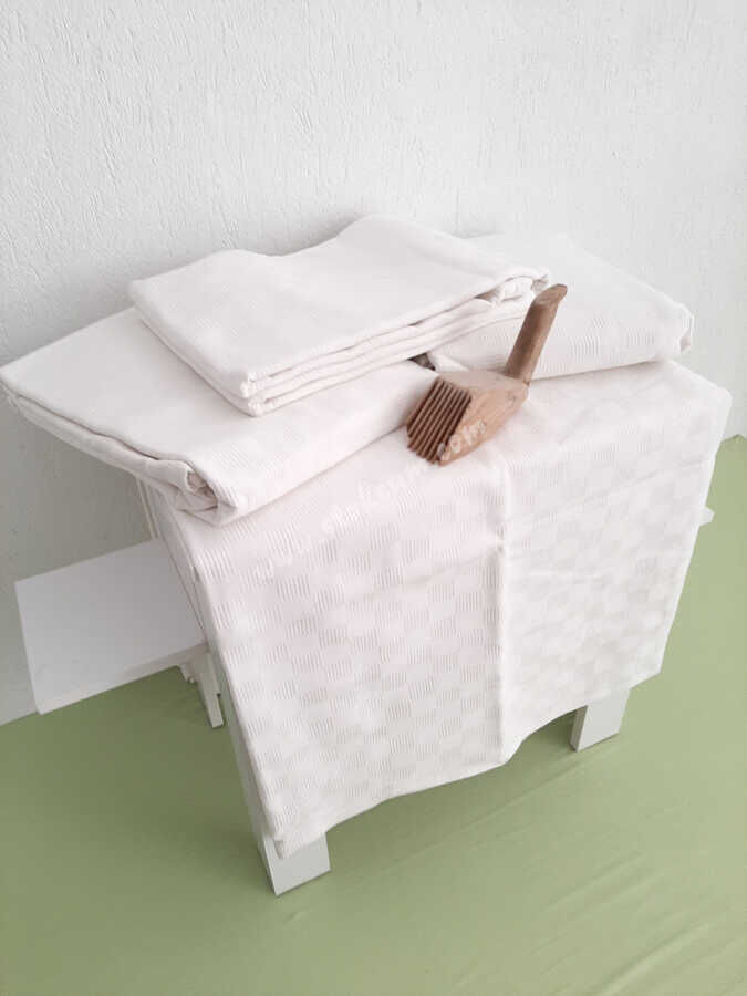 4'lü Otel Pikesi Tek Kişilik Beyaz 160x230 cm | Dama Desenli Pamuklu Dayanıklı Yazlık Pike - 1