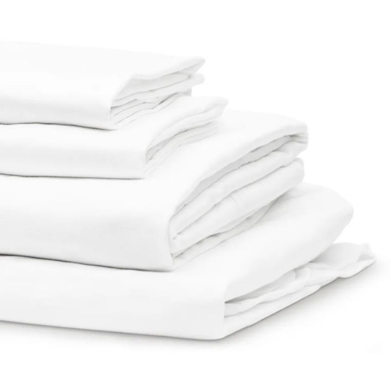 Otel Tipi Çarşaf 4'lü Set Beyaz 180x235 cm | Lastiksiz Ekonomik Tek Kişilik Çarşaf - 5