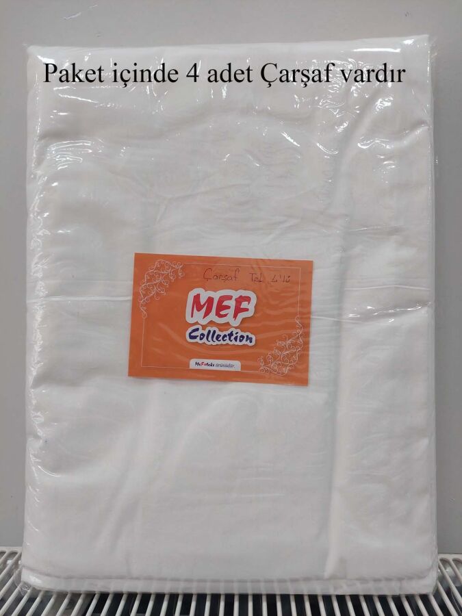 Otel Tipi Çarşaf 4'lü Set Beyaz 180x235 cm | Lastiksiz Ekonomik Tek Kişilik Çarşaf - 5
