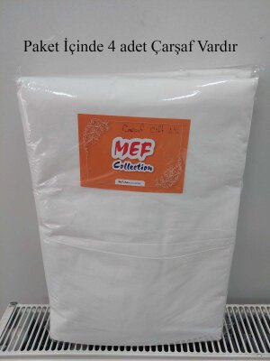 Otel Tipi Çarşaf 4'lü Set Beyaz 235x260 cm | Lastiksiz Ekonomik Çift Kişilik Çarşaf - 5