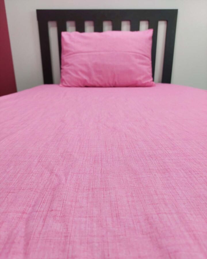 Pembe Fırça Desen Lastikli Çarşaf Seti Tek Kişilik | Kaymaz, Solmaya Dayanıklı - 2