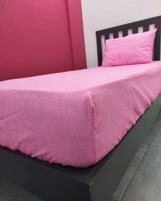 Pembe Fırça Desen Lastikli Çarşaf Seti Tek Kişilik | Kaymaz, Solmaya Dayanıklı - 3