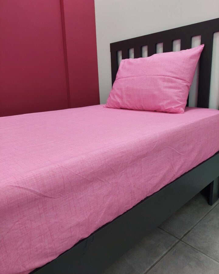 Pembe Fırça Desen Lastikli Çarşaf Seti Tek Kişilik | Kaymaz, Solmaya Dayanıklı - 4