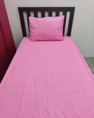 Pembe Fırça Desen Lastikli Çarşaf Seti Tek Kişilik | Kaymaz, Solmaya Dayanıklı - 5