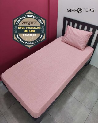 Pudra Lastikli Çarşaf Seti Tek Kişilik | Kaymaz, Solmaya Dayanıklı 