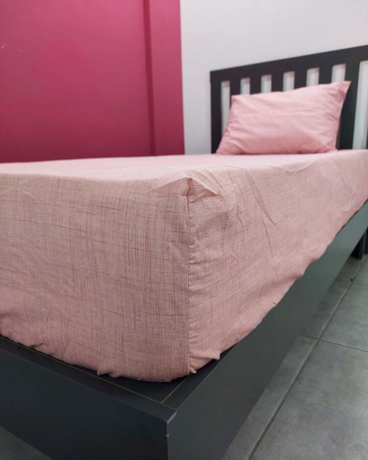 Pudra Lastikli Çarşaf Seti Tek Kişilik | Kaymaz, Solmaya Dayanıklı  - 3