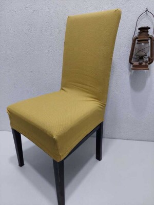 Sandalye Kılıfı Likralı Esneyen Kumaş Hardal