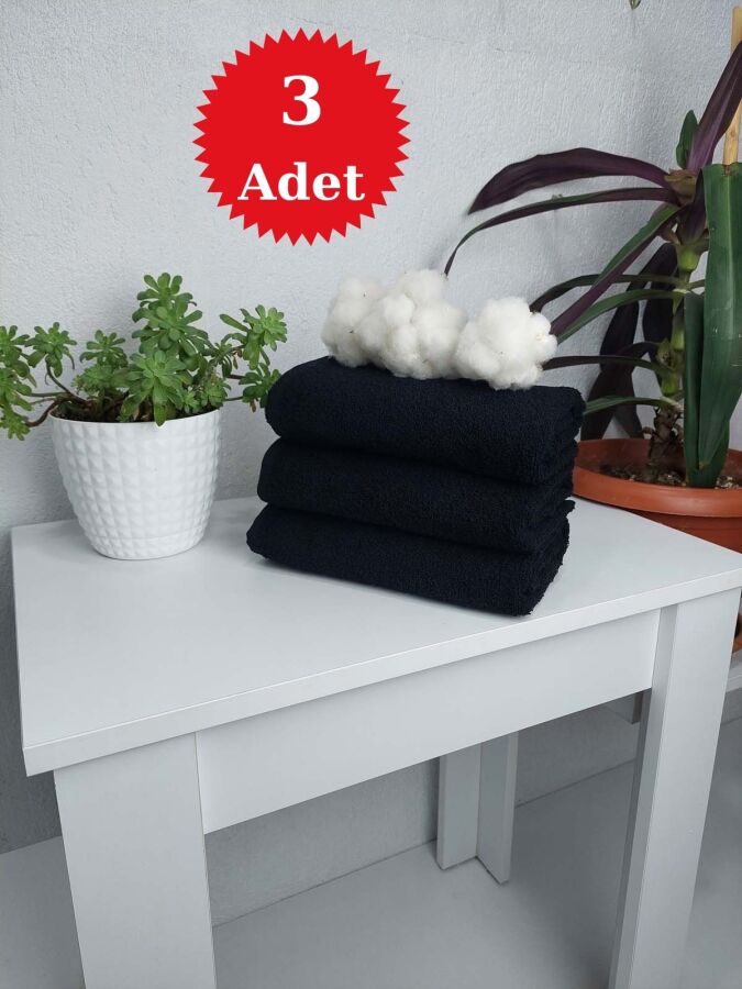 Siyah Kuaför Havlusu 3'lü Set 50x90 | Berber ve Sporcu Baş Havlusu | Hızlı Kurur - 1