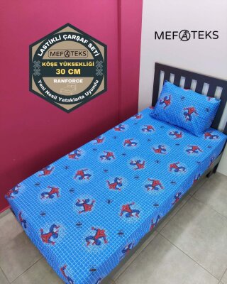 Spiderman Baskılı Lastikli Çarşaf Seti Tek Kişilik | Kaymaz, Solmaya Dayanıklı