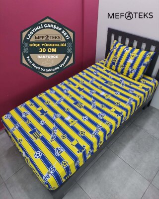 Takım Fb Baskılı Lastikli Çarşaf Seti Tek Kişilik | Kaymaz, Solmaya Dayanıklı 
