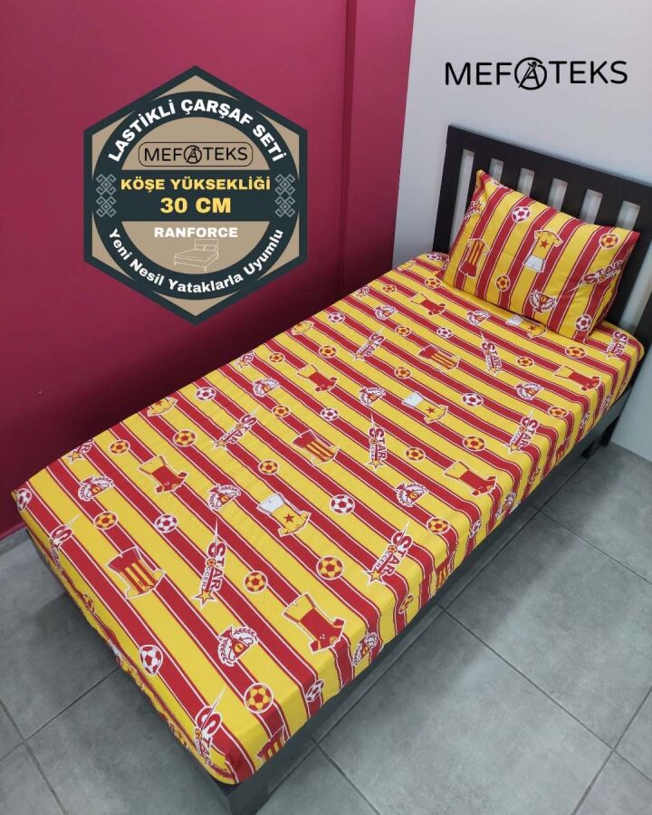 Takım Gs Baskılı Lastikli Çarşaf Seti Tek Kişilik | Kaymaz, Solmaya Dayanıklı - 1