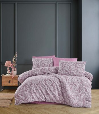 Tek Kişilik Baskılı Pamuklu Nevresim Takımı 1060 Mürdüm 160x220 cm | Yumuşak, Nefes Alabilir 