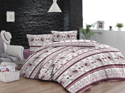 Tek Kişilik Baskılı Pamuklu Nevresim Takımı 107779 Mürdüm 160x220 cm | Yumuşak, Nefes Alabilir 