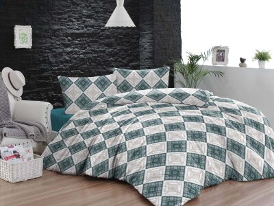 Tek Kişilik Baskılı Pamuklu Nevresim Takımı 77789 Yeşil 160x220 cm | Yumuşak, Nefes Alabilir 