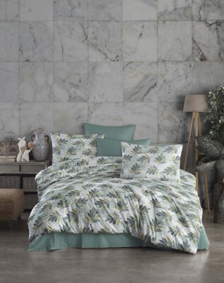 Tek Kişilik Nevresim Takımı 5649 Yeşil 160x220 | Pamuklu Basic Genç Odası Seti 