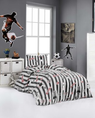 Tek Kişilik Nevresim Takımı Bjk Siyah 160x220 | Pamuklu Basic Genç Odası Uyku Seti 