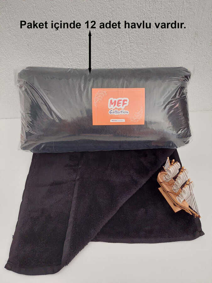 12'li Mikrofiber Kuaför Havlusu Siyah 50x90 cm | Boya Tutmayan Profesyonel Havlu Seti - 5