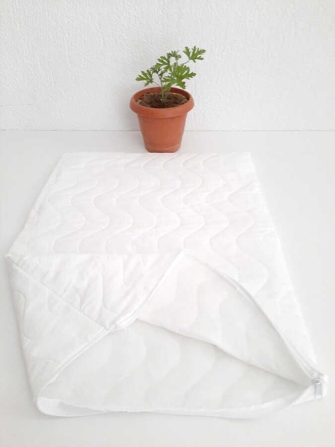 2'li Kapitoneli Yastık Koruyucu Alez Beyaz 50x70 cm | Fermuarlı Hijyenik Pamuklu Kılıf - 2