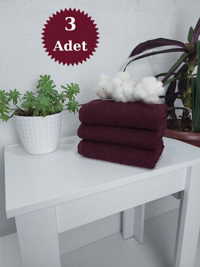 Vişne Kuaför Havlusu 3'lü Set 50x90 | Berber ve Sporcu Baş Havlusu | Hızlı Kurur - 1