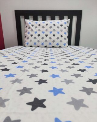 Yıldız Mavi Lastikli Çarşaf Seti Tek Kişilik | Kaymaz, Solmaya Dayanıklı (1)