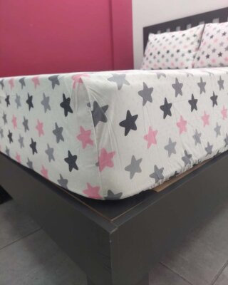 Yıldız Pembe Lastikli Çarşaf Seti Çift Kişilik | Komple Lastikli Solmaya Dayanıklı Yüksek Derinlik  - 3