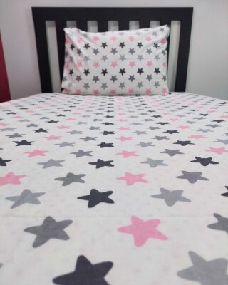 Yıldız Pembe Lastikli Çarşaf Seti Tek Kişilik | Kaymaz, Solmaya Dayanıklı (1)