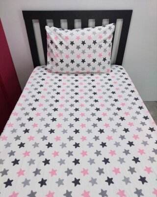 Yıldız Pembe Lastikli Çarşaf Seti Tek Kişilik | Kaymaz, Solmaya Dayanıklı - 5