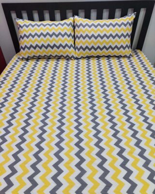 Zigzag Sarı Lastikli Çarşaf Seti Çift Kişilik | Komple Lastikli Solmaya Dayanıklı Yüksek Derinlik - 5