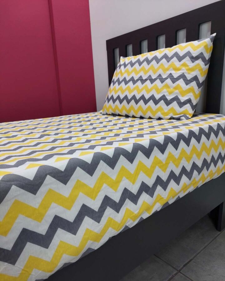 Zigzag Sarı Lastikli Çarşaf Seti Tek Kişilik | Kaymaz, Solmaya Dayanıklı - 4