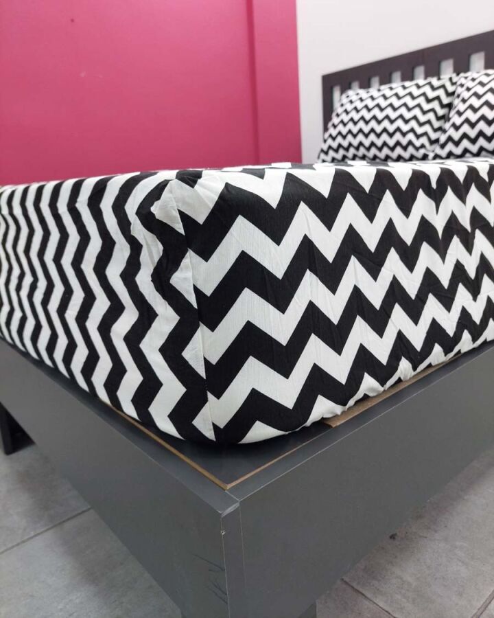 Zigzag Siyah Lastikli Çarşaf Seti Çift Kişilik | Komple Lastikli Solmaya Dayanıklı Yüksek Derinlik - 3