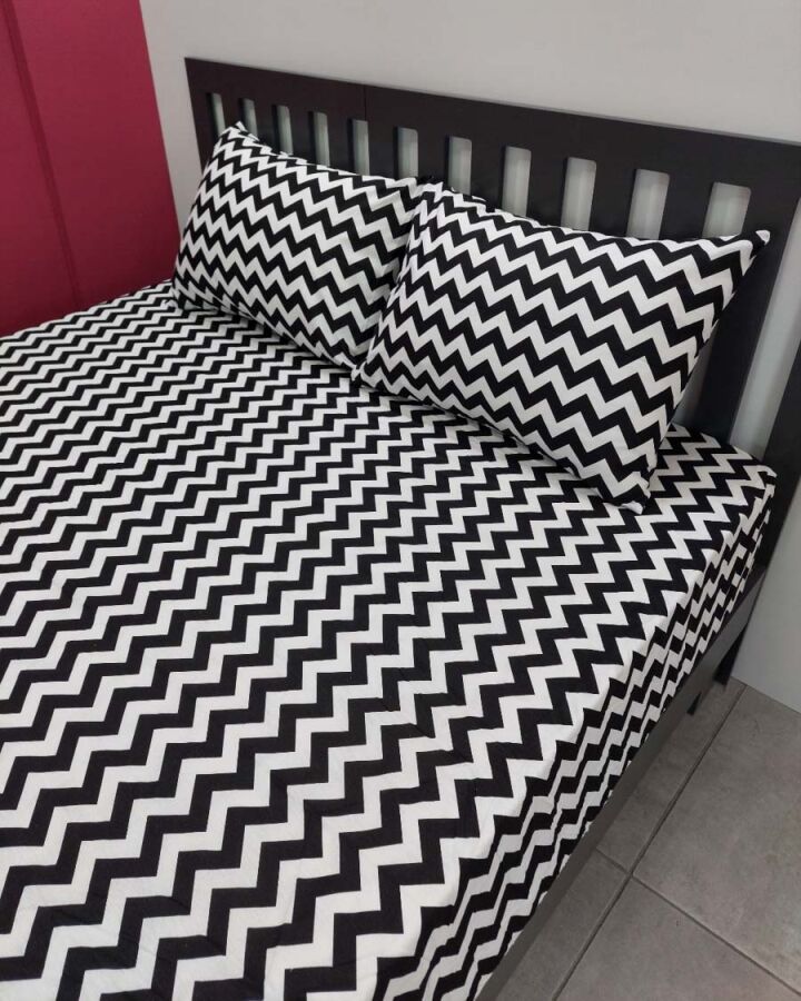 Zigzag Siyah Lastikli Çarşaf Seti Çift Kişilik | Komple Lastikli Solmaya Dayanıklı Yüksek Derinlik - 4