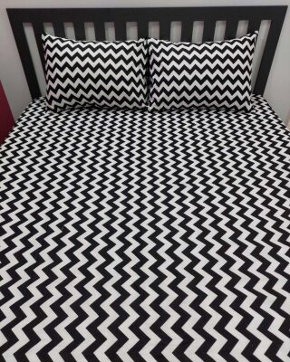 Zigzag Siyah Lastikli Çarşaf Seti Çift Kişilik | Komple Lastikli Solmaya Dayanıklı Yüksek Derinlik - 5