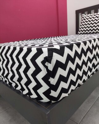 Zigzag Siyah Lastikli Çarşaf Seti Tek Kişilik | Kaymaz, Solmaya Dayanıklı - 3